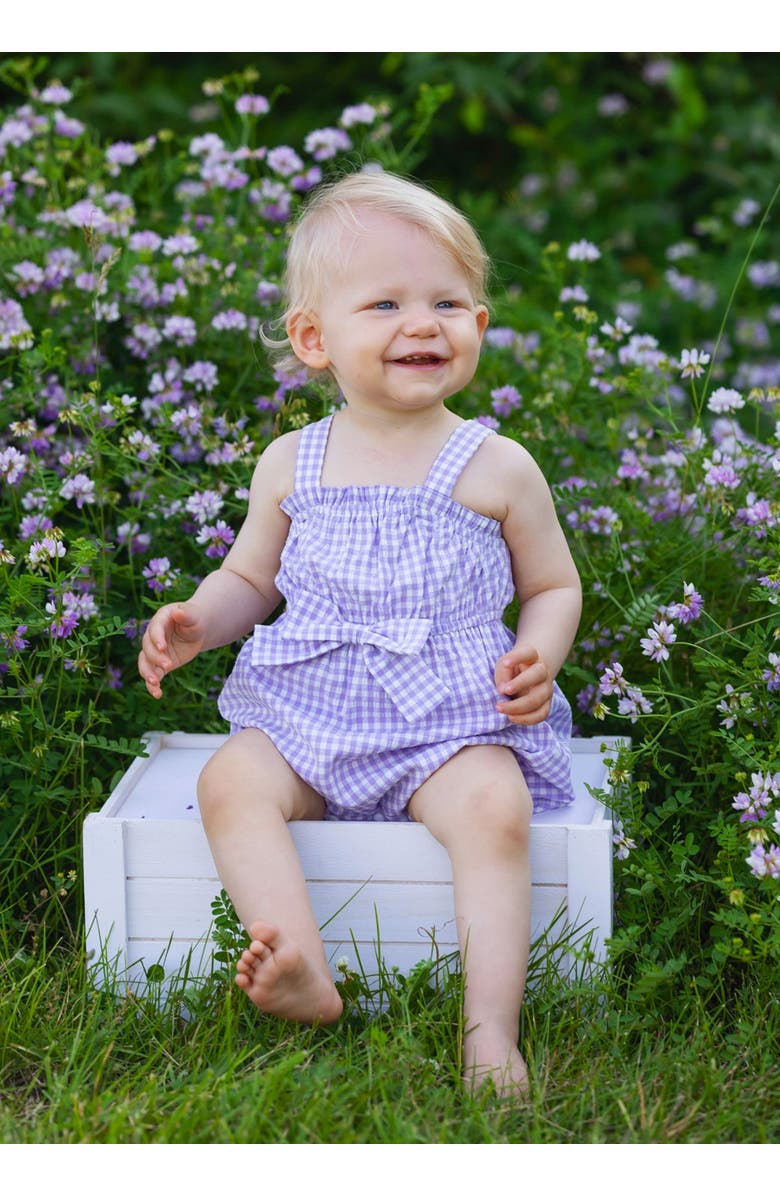 Mabel + Honey Super Bloom Baby Romper with Bow, Alternate, color, Purple