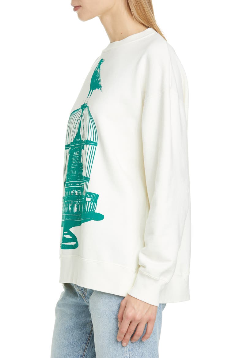 Crow Graphic Sweatshirt, Alternate, color, OFF-WHITE