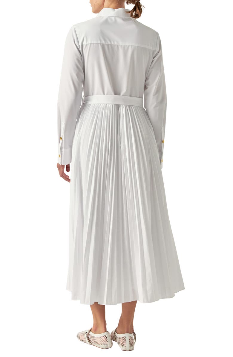 English Factory Pleated Long Sleeve Shirtdress, Alternate, color, Off White