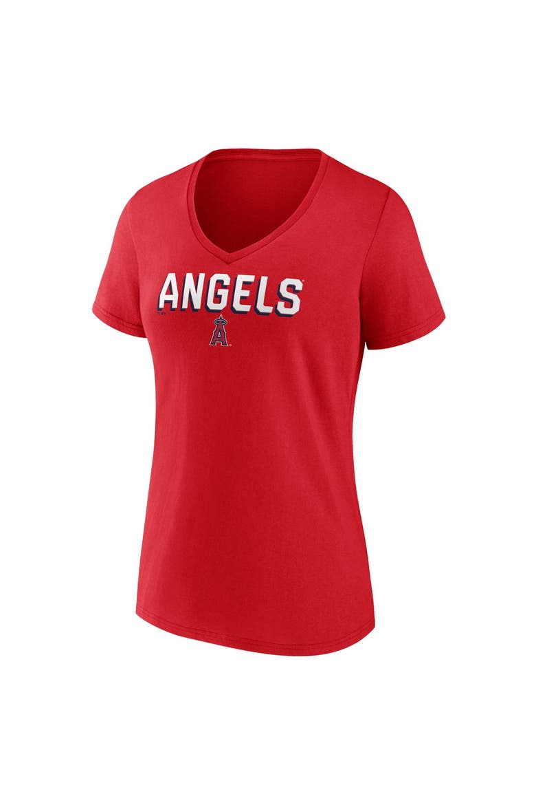 Women's Fanatics Red Los Angeles Angels Primary Play V-Neck T-Shirt, Alternate, color, Red