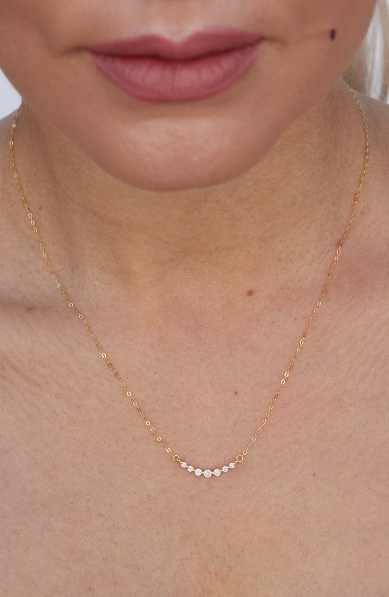 SAVVY CIE JEWELS Cubic Zirconia Curved Bar Necklace, Alternate, color, Yellow