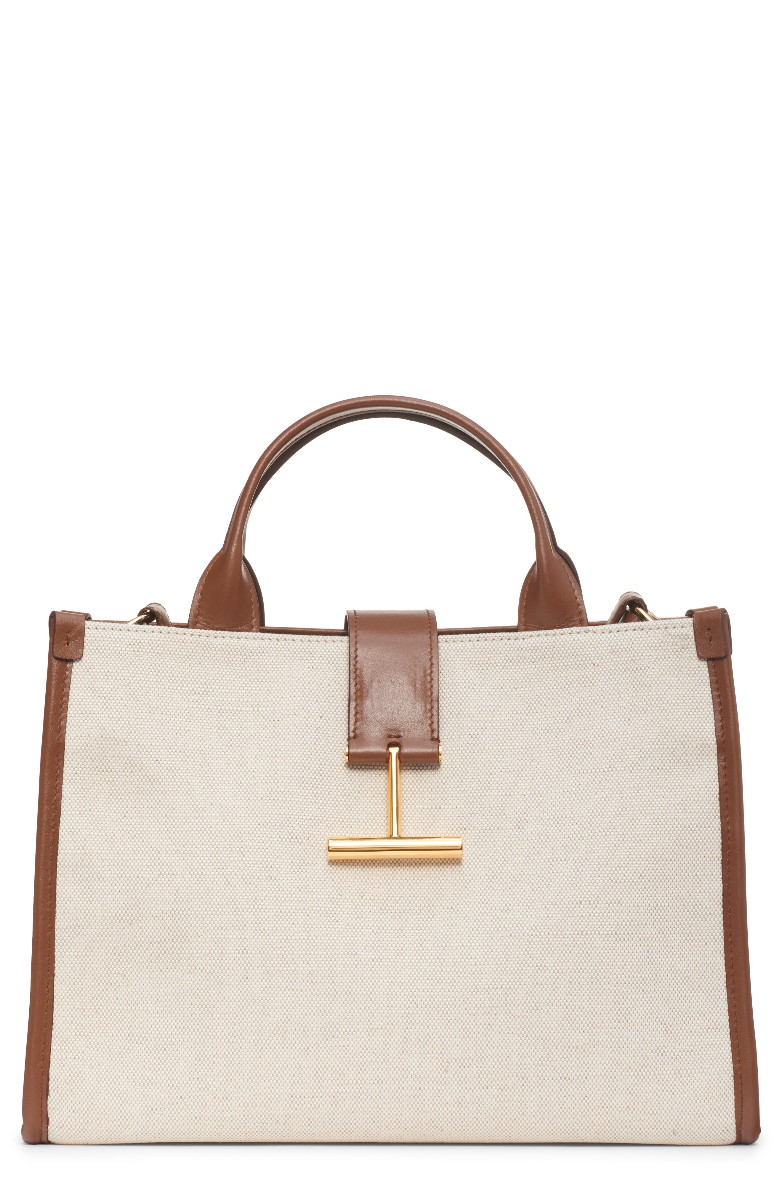 TOM FORD Medium Canvas & Leather Tote, Main, color, 