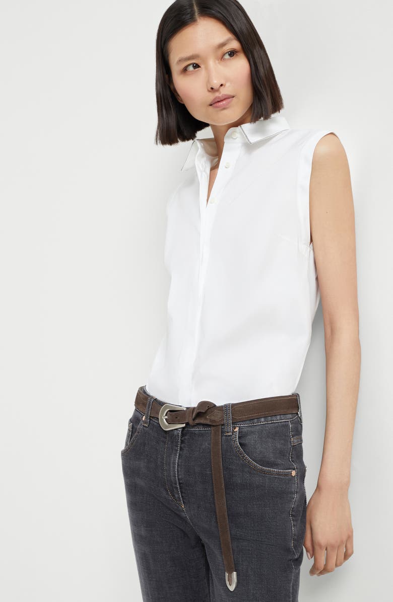 Brunello Cucinelli Stretch poplin shirt, Alternate, color, White