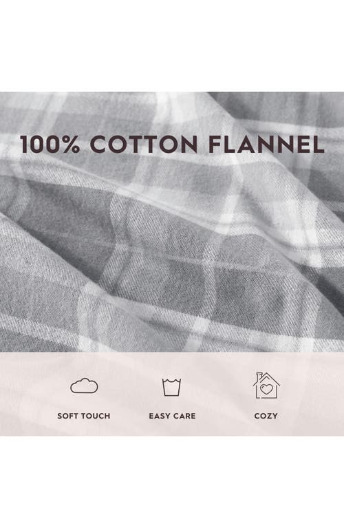 Laura Ashley Mulholland Plaid Cotton Flannel Sheet Set In Grey