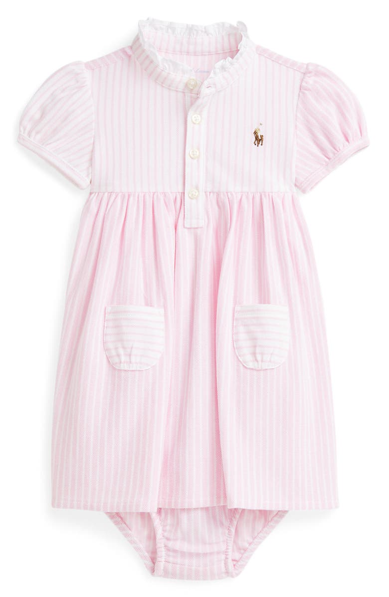 Ralph Lauren Stripe Cotton Piqué Shirtdress & Bloomers, Main, color,