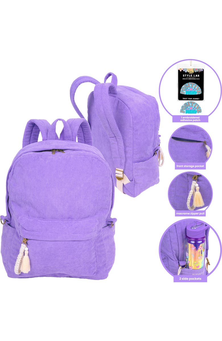 Style.Lab Billie Periwinkle Corduroy Backpack, Alternate, color, Purple