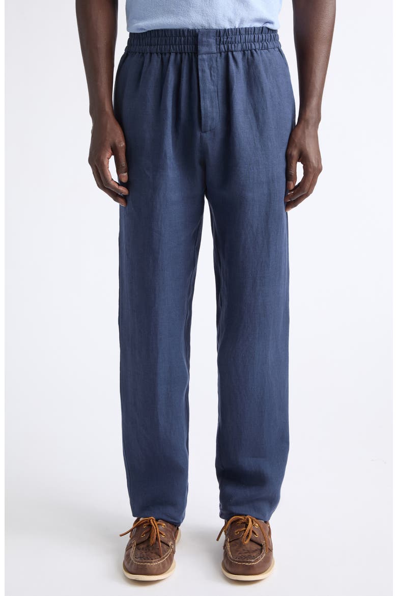 Drawstring Linen Trousers, Main, color, LIGHT NAVY