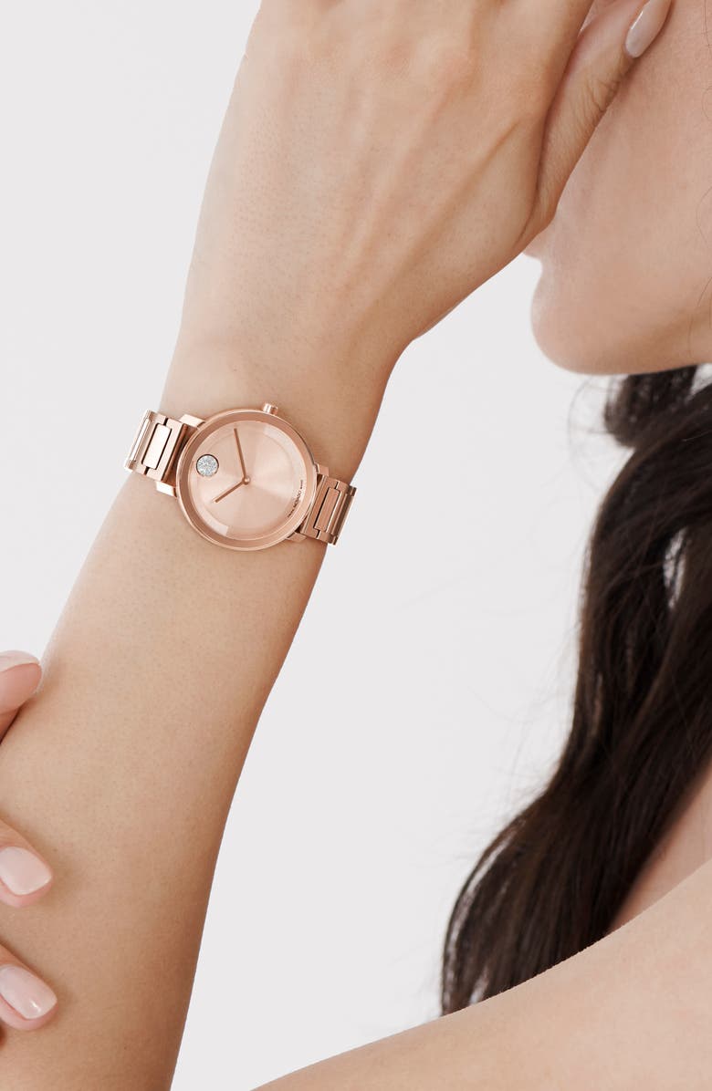 Movado Bold Evolution 2.0 Bracelet Watch, 34mm, Alternate, color, Rose Dial