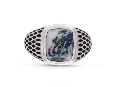 Tree Agate Sterling Silver Men Signet Ring