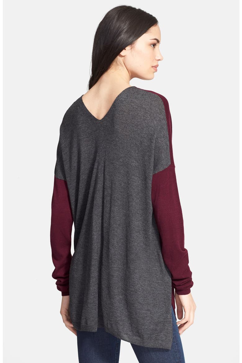 Superwash Colorblock Sweater, Alternate, color, SCARLET/ CARBON