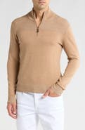 Bruno Magli Merino Wool Plaited Quarter-Zip Pullover