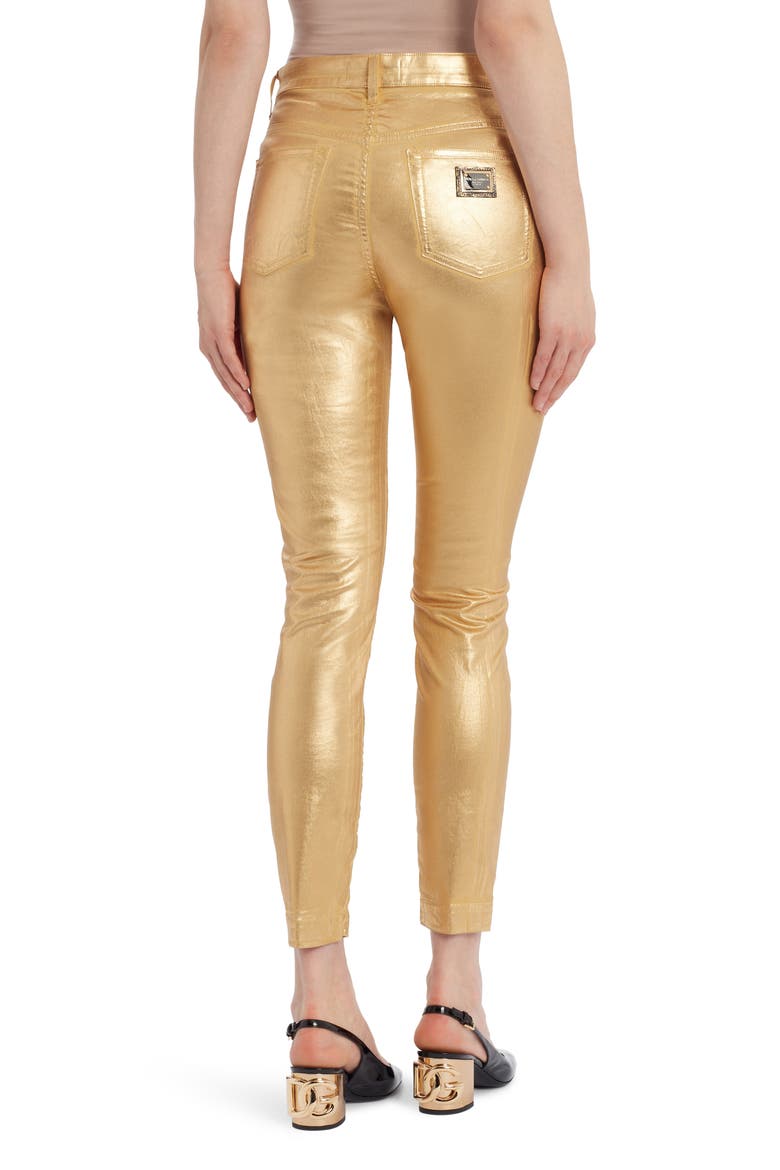 Grace Laminated Skinny Ankle Jeans, Alternate, color, GOLD