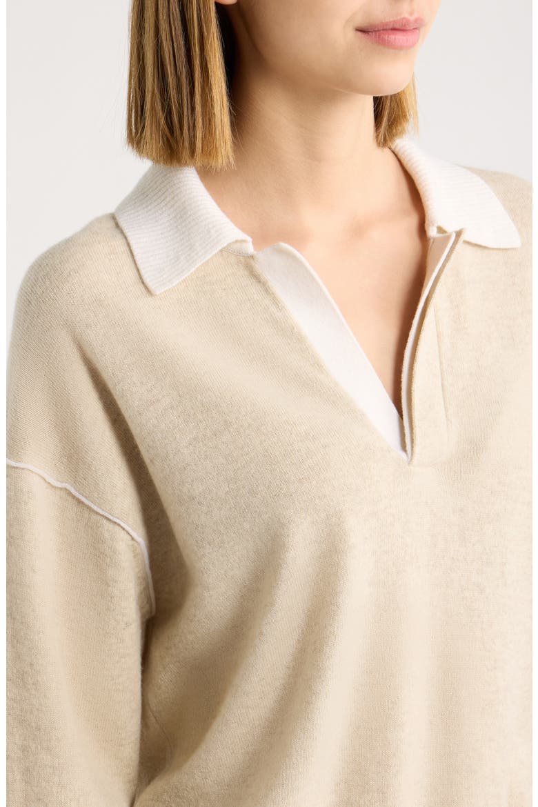 Nyla Cashmere Polo Sweater, Alternate, color, IVORY