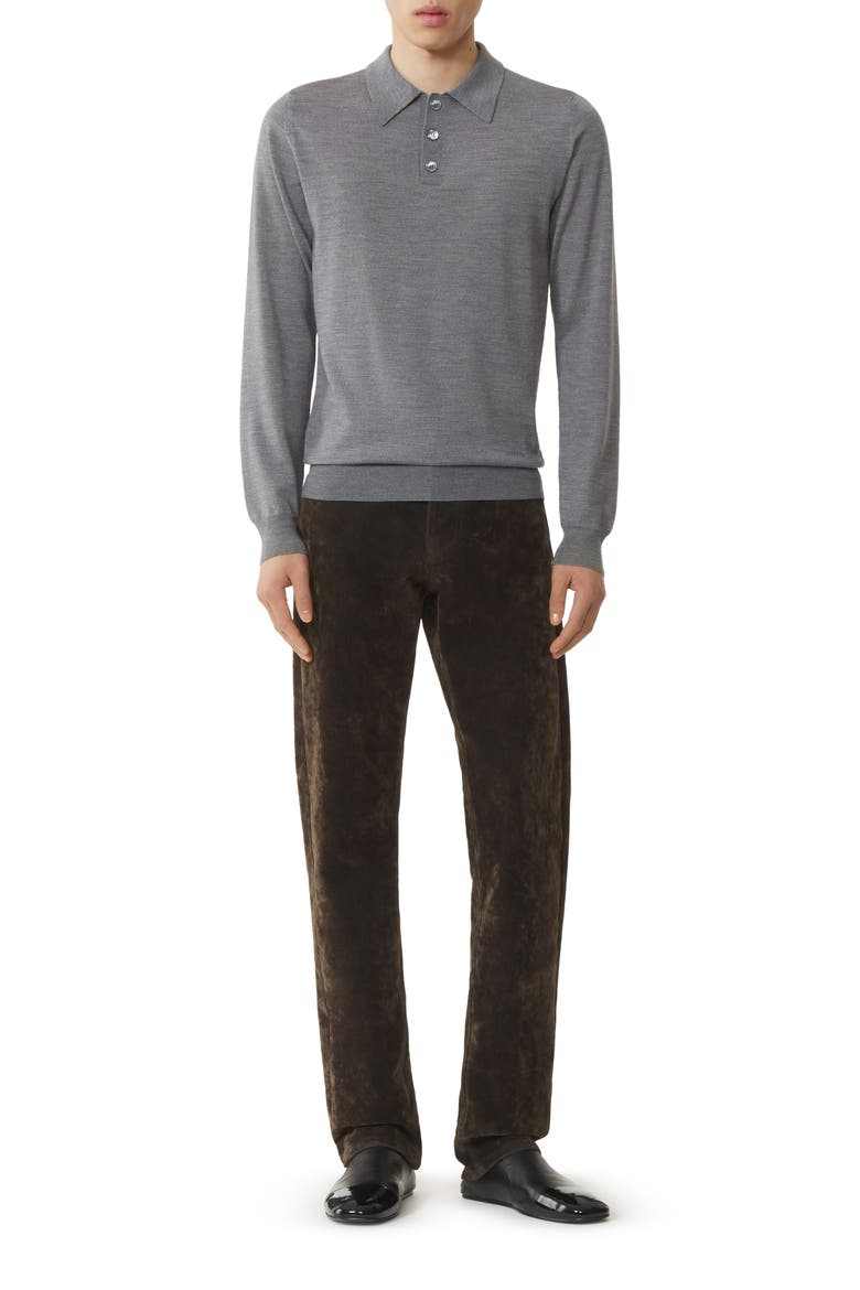Classic Polo Shirt In Merino Wool, Main, color, Ash
