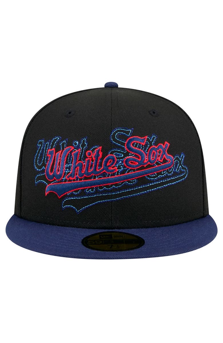 New Era Men's New Era Black Chicago White Sox Shadow Stitch 59FIFTY Fitted Hat, Alternate, color, Black