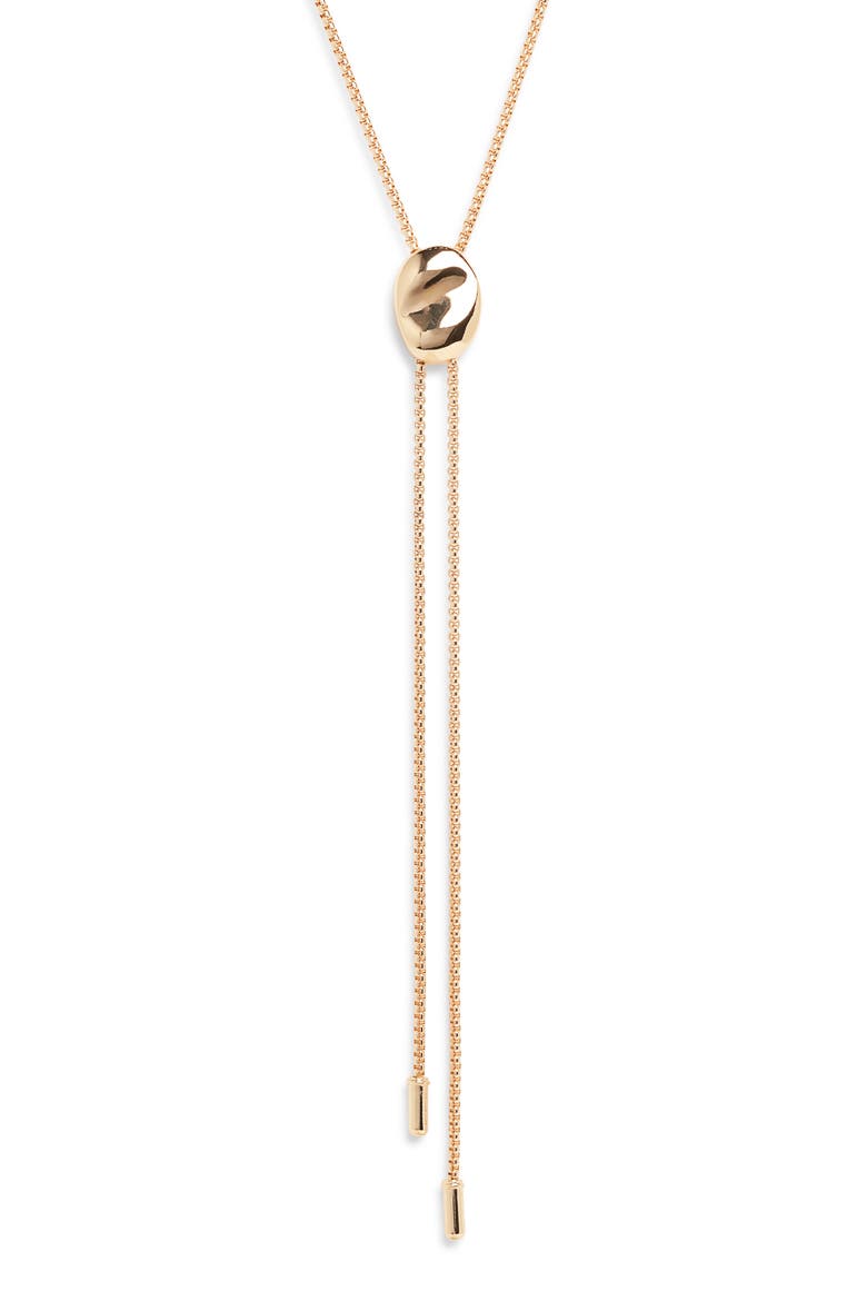 Puffy Pebble Bolo Necklace, Alternate, color, GOLD