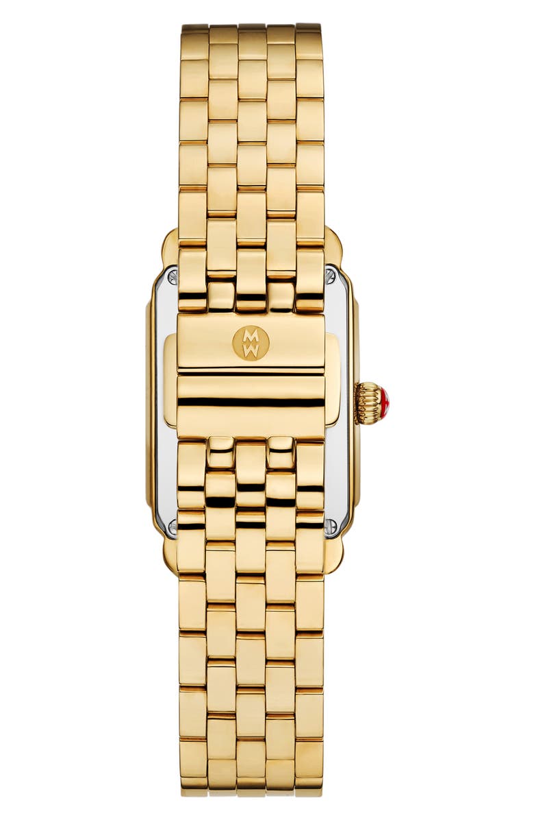 MICHELE Deco Park Mother-of-Pearl Bracelet Watch, 23mm x 29mm, Alternate, color, Gold/ Dark Cherry
