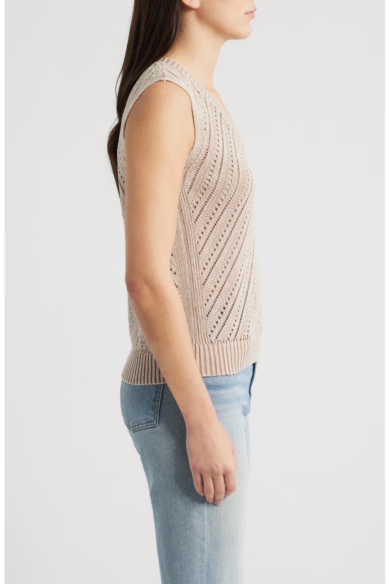 Open Stitch Sweater Vest, Alternate, color, LATTE