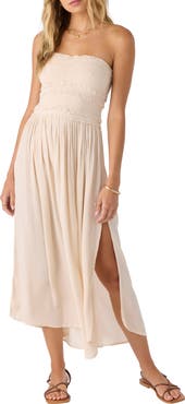 O'Neill Devyn Smocked Strapless Midi Dress