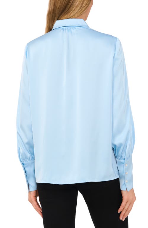 Shop Cece Satin Button-up Shirt In Waterfall