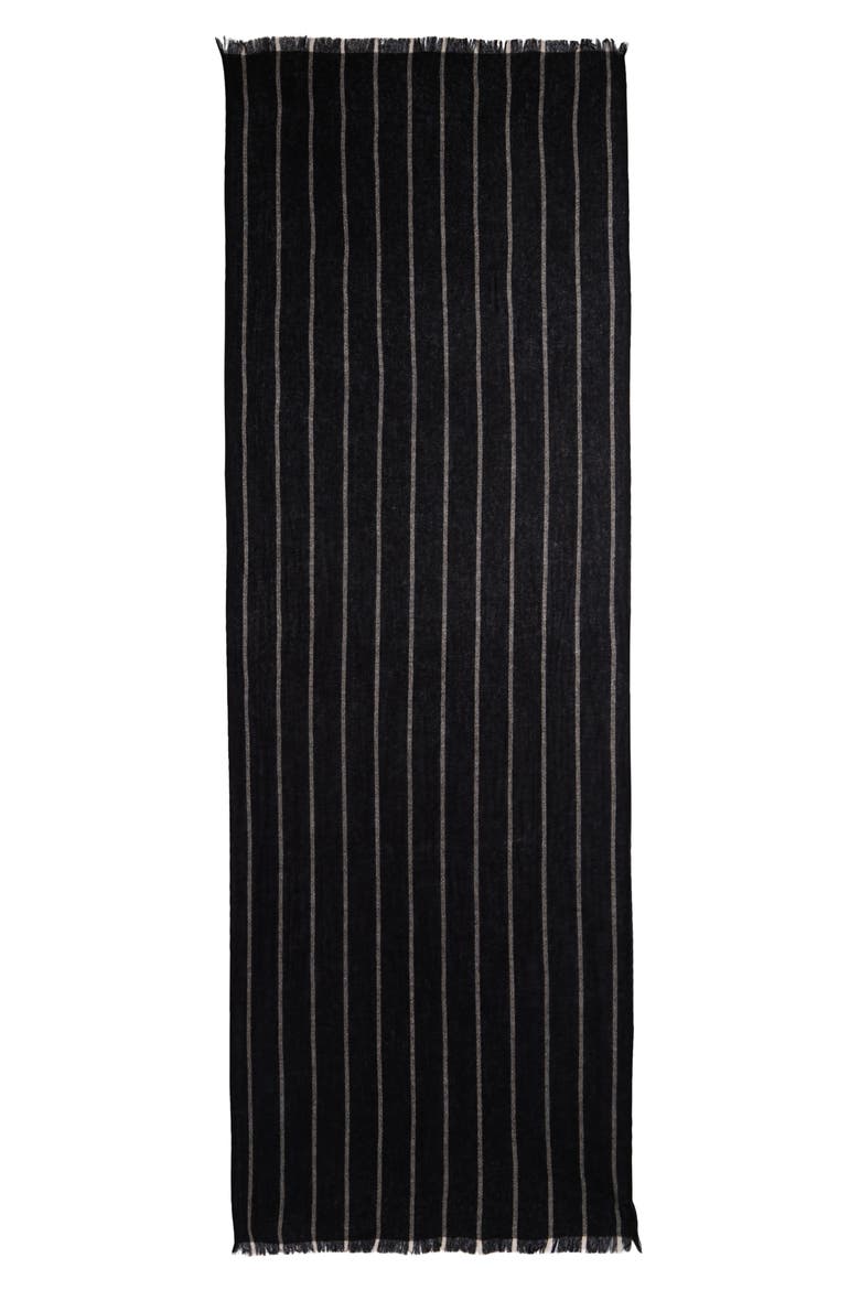Stripe Cashmere Scarf, Alternate, color, BLACK- OATMEAL COMBO