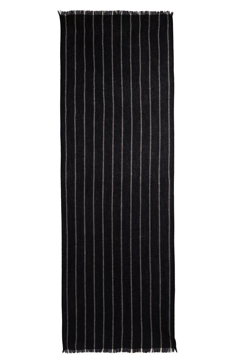 Nordstrom Stripe Cashmere Scarf, Alternate, color, Black- Oatmeal Combo