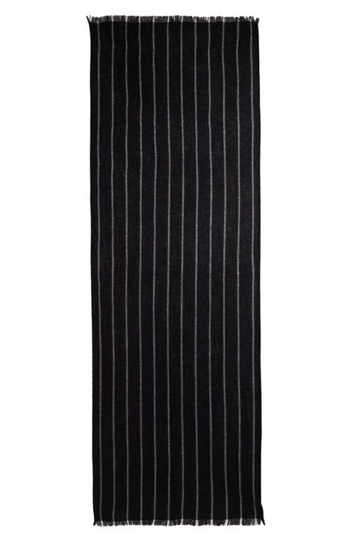 Nordstrom Stripe Cashmere Scarf In Black- Oatmeal Combo