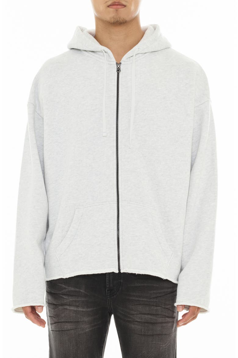 Core Raw Hem French Terry Zip Hoodie, Main, color, HEATHER GREY