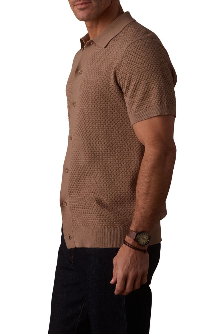 Robles Jacquard Knit Short Sleeve Button-Up Shirt, Alternate, color, TAUPE
