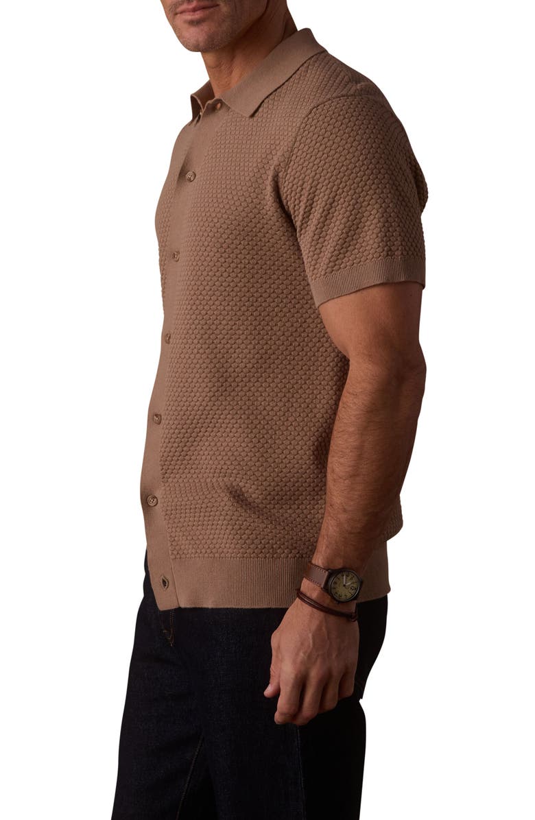 The Normal Brand Robles Jacquard Knit Short Sleeve Button-Up Shirt, Alternate, color, Taupe
