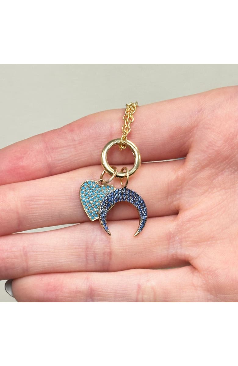 The Lovery Fine Jewelry Turquoise Pave Heart Charm, Alternate, color, Turquoise