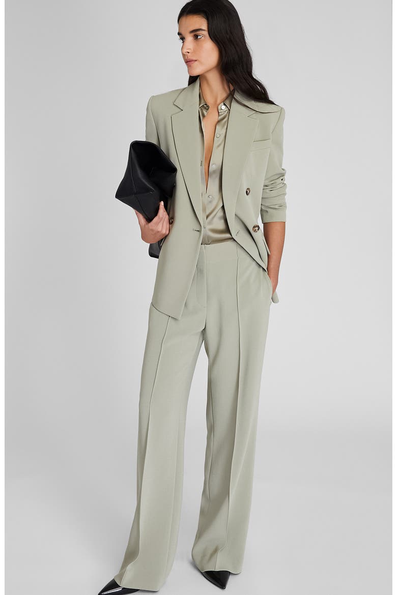 High Waist Wide Leg Crepe Pants, Alternate, color, 072 - OAK/ CHENE