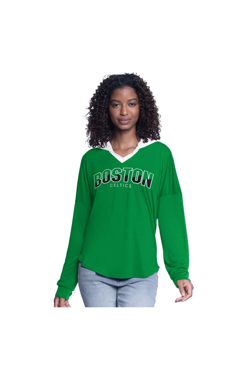 G-III 4HER BY CARL BANKS Women's G-III 4Her by Carl Banks Kelly Green Boston Celtics Bench Player Oversized Long Sleeve Hooded Top, Alternate, color, Kelly Green