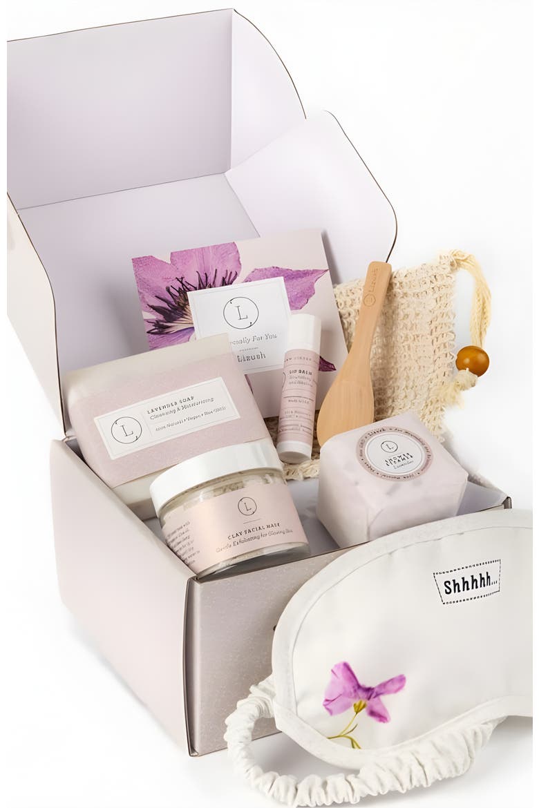 Bath and Body Gift Set, Natural Skincare Appreciation Gift Box, Alternate, color, Name on Lid