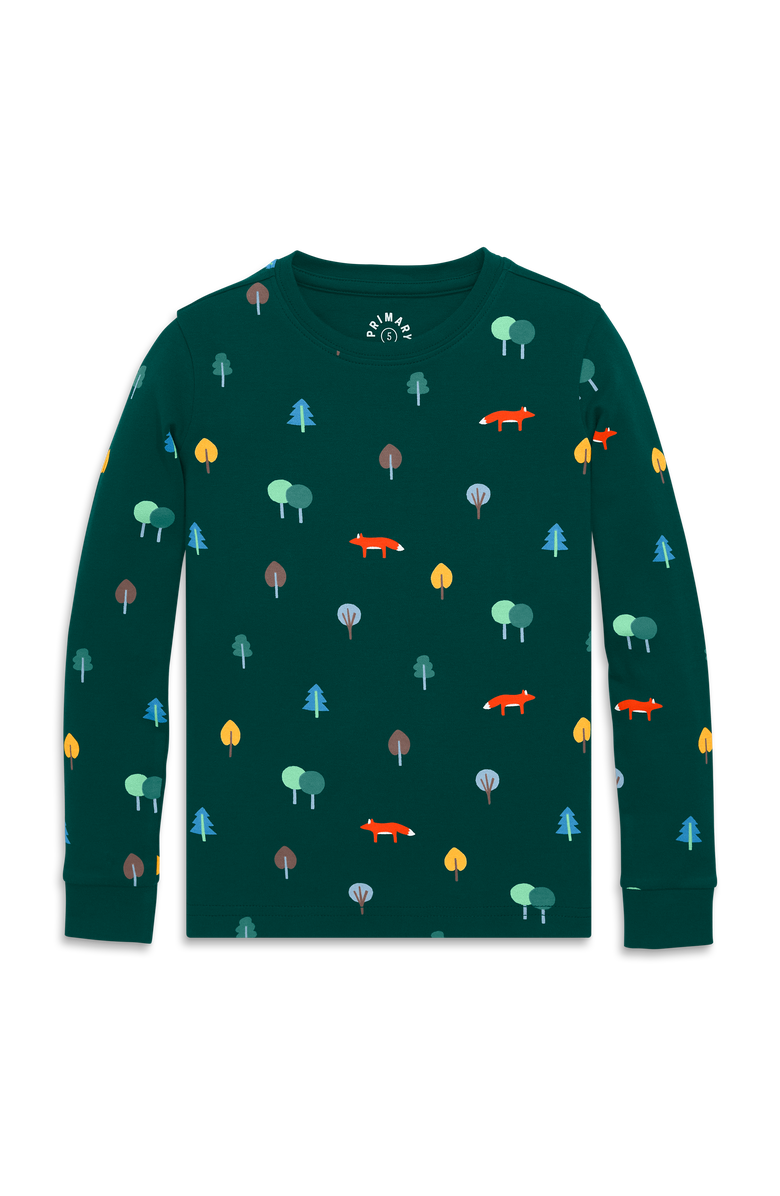 Primary Kids Organic Long Sleeve Pj Top, Main, color, Ivy Primary Forest