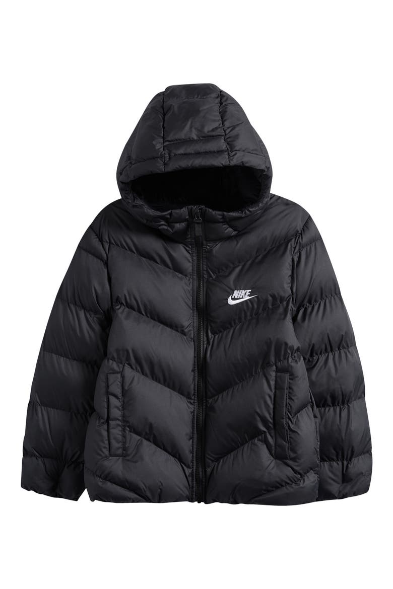 Kids' All Day Play Therma-FIT Loose Fit Puffer Jacket, Main, color, BLACK/ WHITE