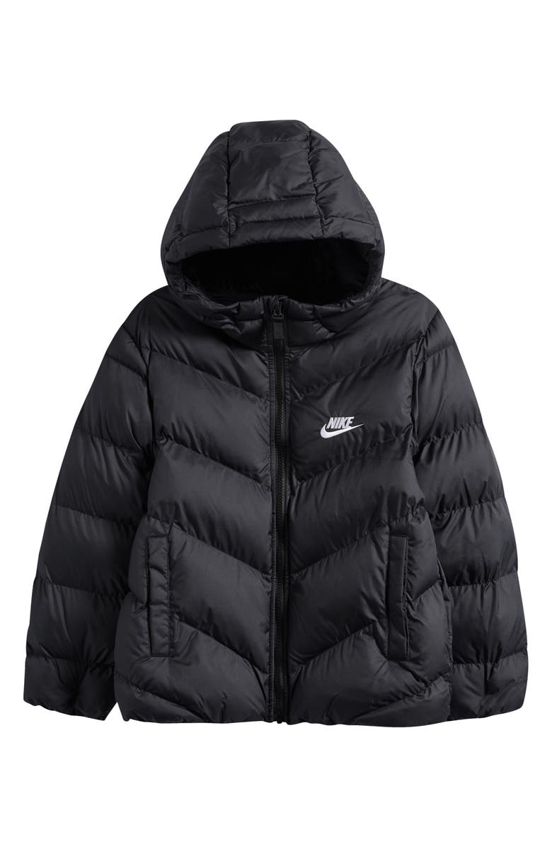 Nike Kids' All Day Play Therma-FIT Loose Fit Puffer Jacket, Main, color, Black/ White