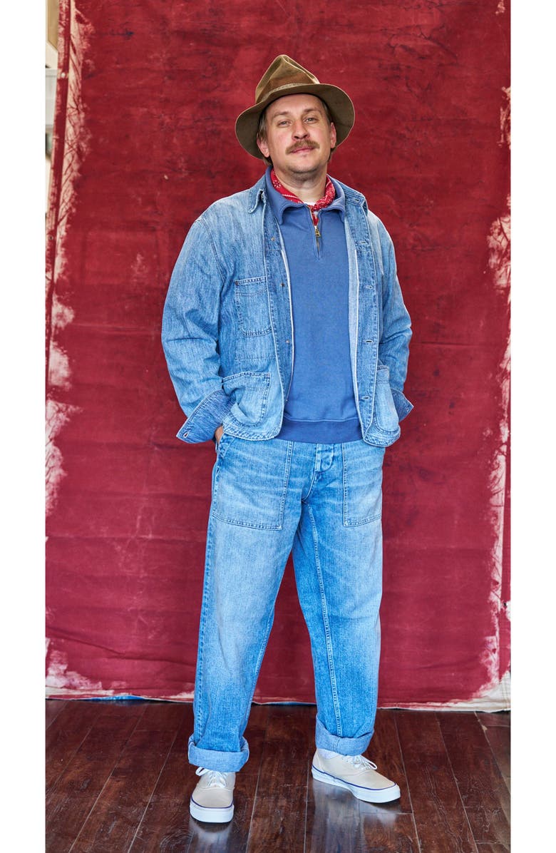 Fortela Vietnam Inspired Bleach Wash Denim Pants, Alternate, color, Blue