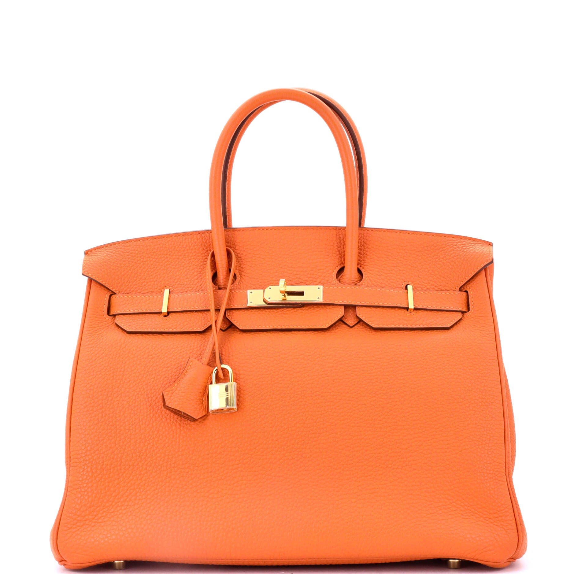 Pre-Owned Hermes Birkin Handbag Orange Togo with Gold Hardware 35, Main, color, 