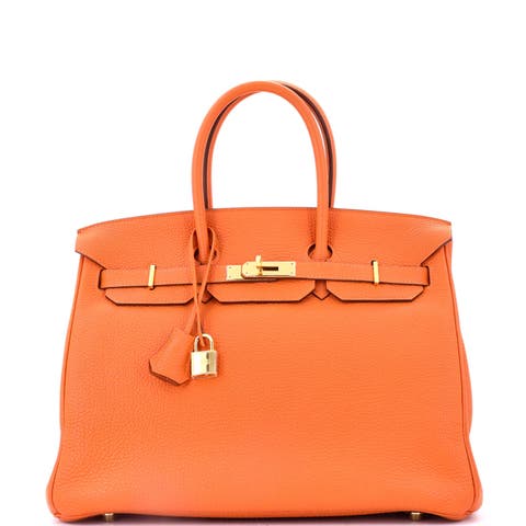 Birkin Handbag Orange Togo with Gold Hardware 35