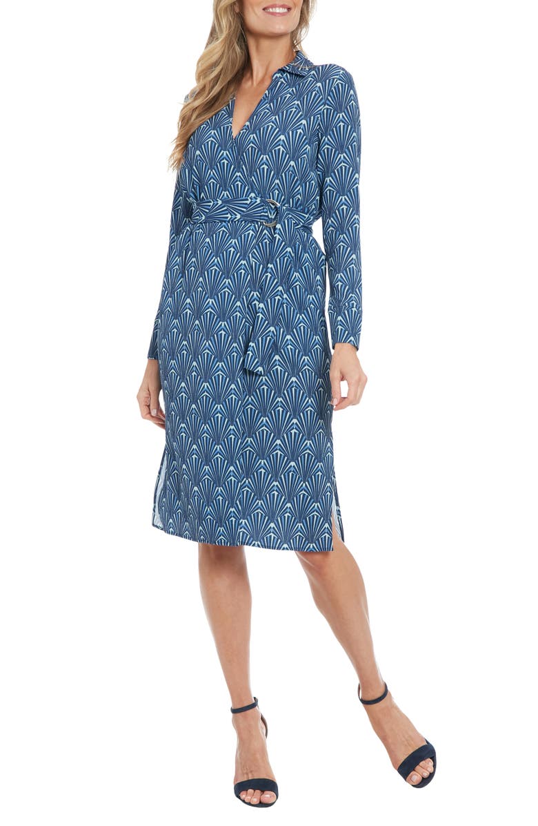 London Times Warp Style Long Sleeve Shirtdress, Main, color, 