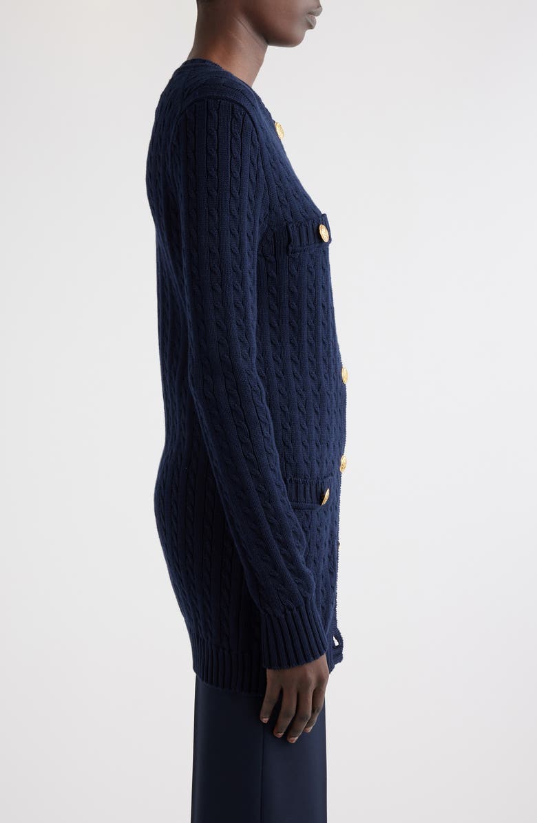 Chloé Cotton Cable Knit Cardigan, Alternate, color, 