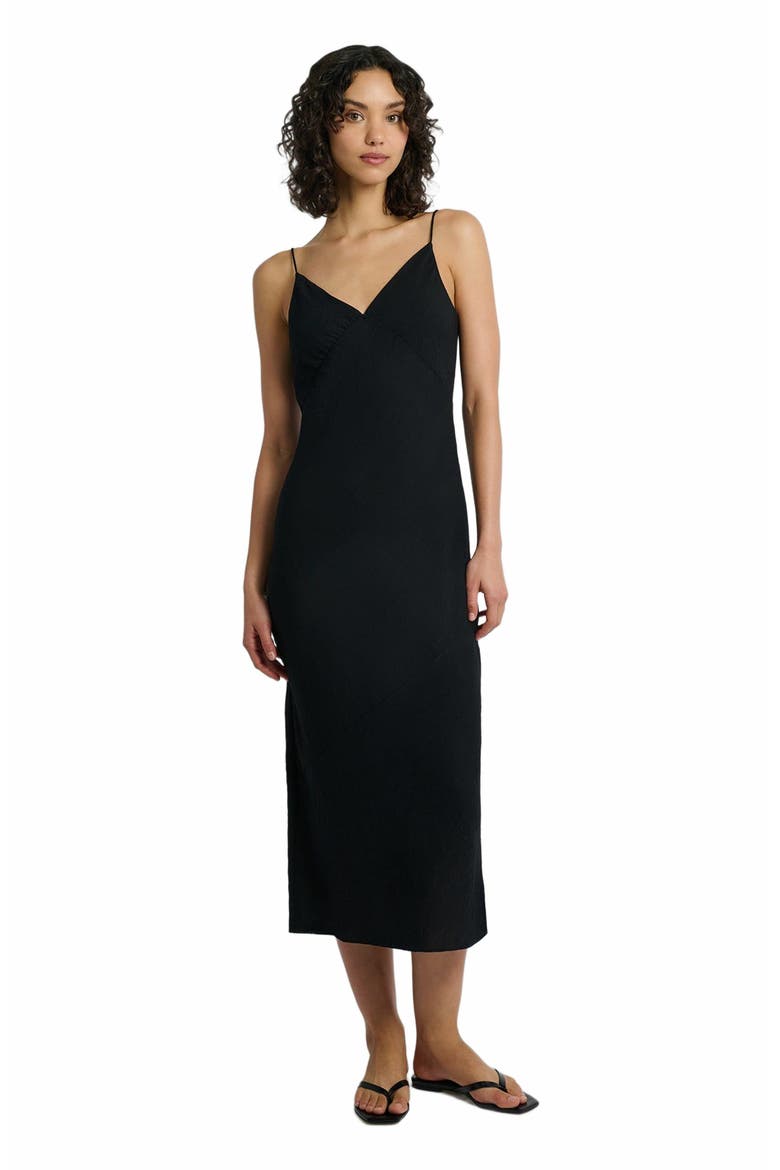 Crinkle Slip Dress, Main, color, BLACK