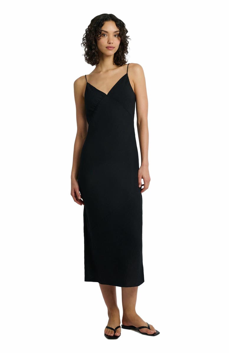 Onia Crinkle Slip Dress, Main, color, Black