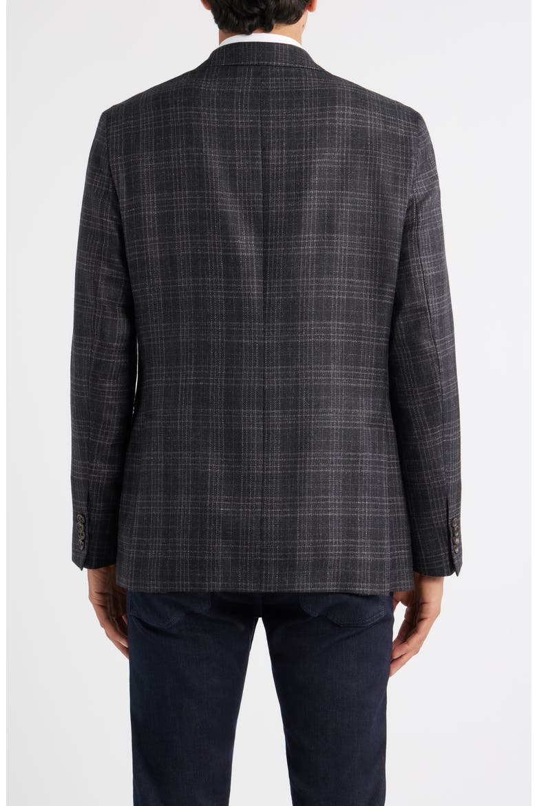 Midland Contemporary Fit Plaid Wool & Silk Blend Sport Coat, Alternate, color, CHARCOAL