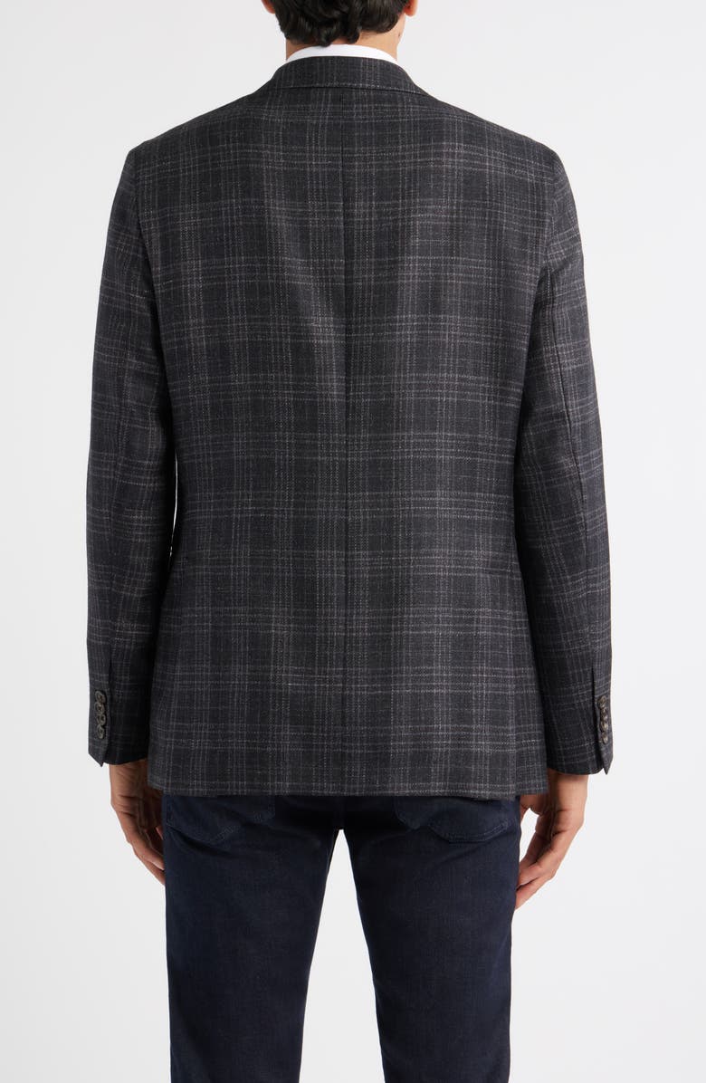 Jack Victor Midland Contemporary Fit Plaid Wool & Silk Blend Sport Coat, Alternate, color, Charcoal