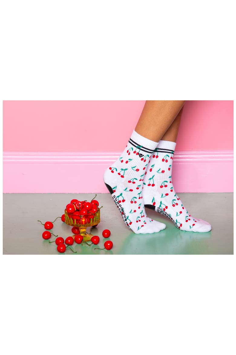 Classic Crew Assorted 2-Pack No-Slip Grip Socks, Alternate, color, WHITE/ CHERRY