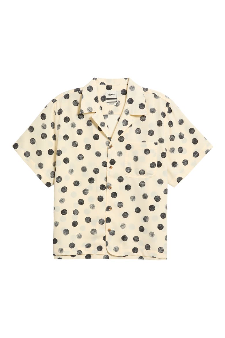 Charley Dot Print Camp Shirt, Alternate, color, CREAM