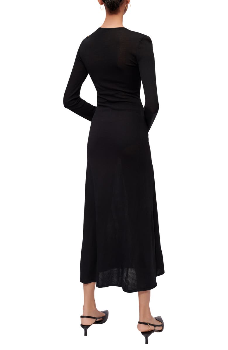 maje Rob Cutout Detail Long Sleeve Dress, Alternate, color, Noir