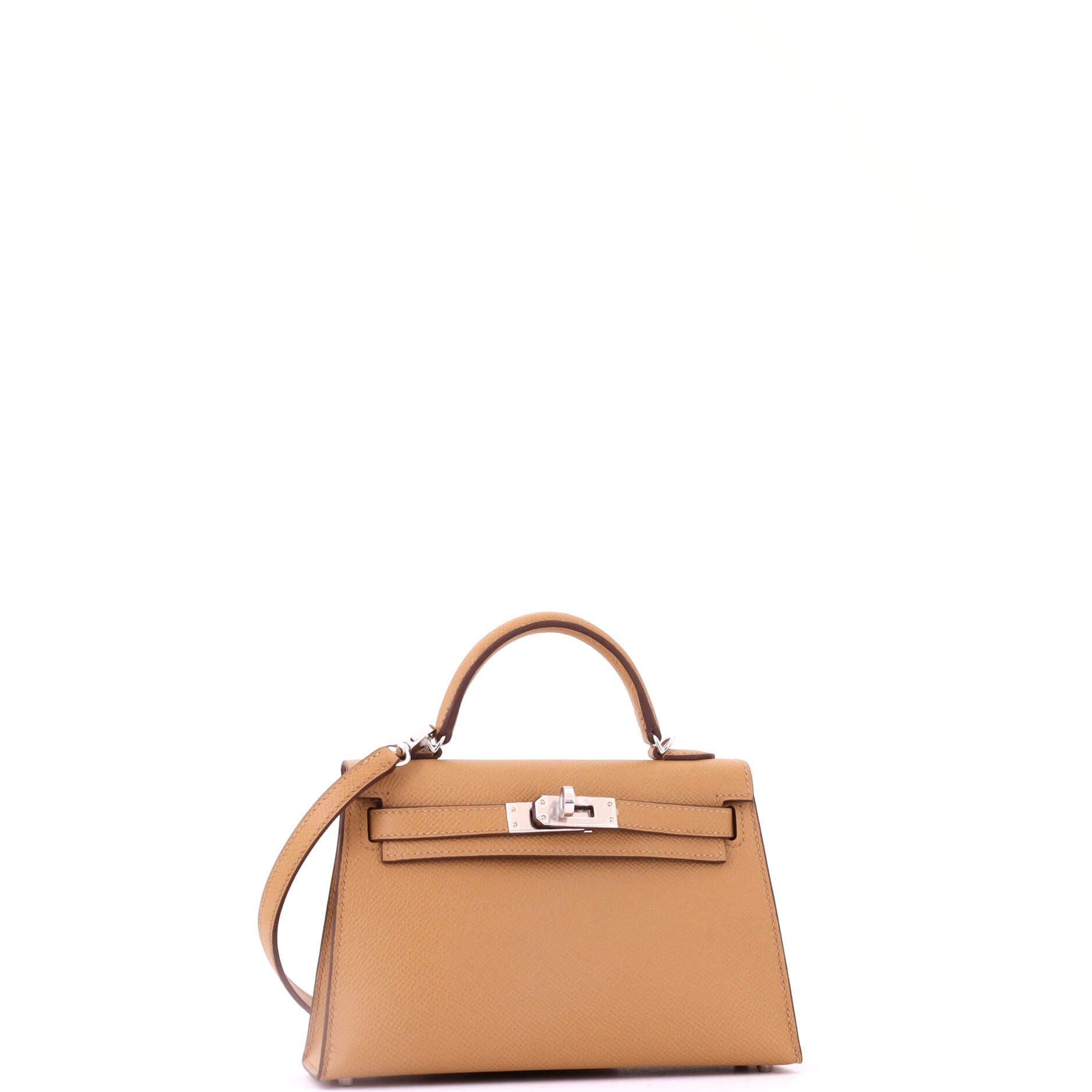 Kelly Mini II Bag Brown Epsom with Palladium Hardware 20, Alternate, color, Beige